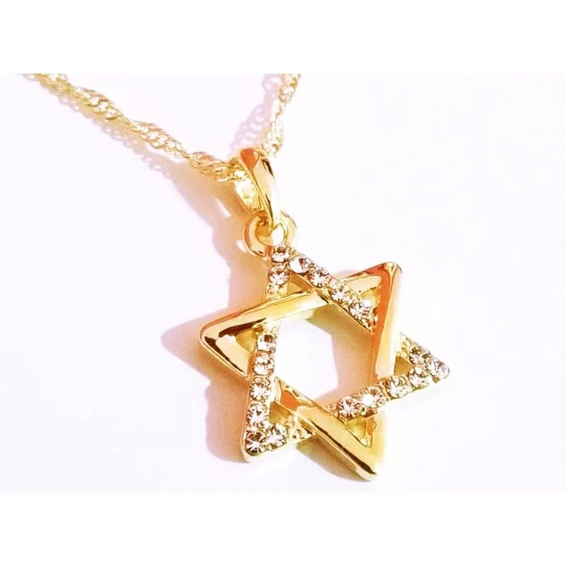 Colar Cordão Gargantilha Estrela de Davi Folheado 18k
