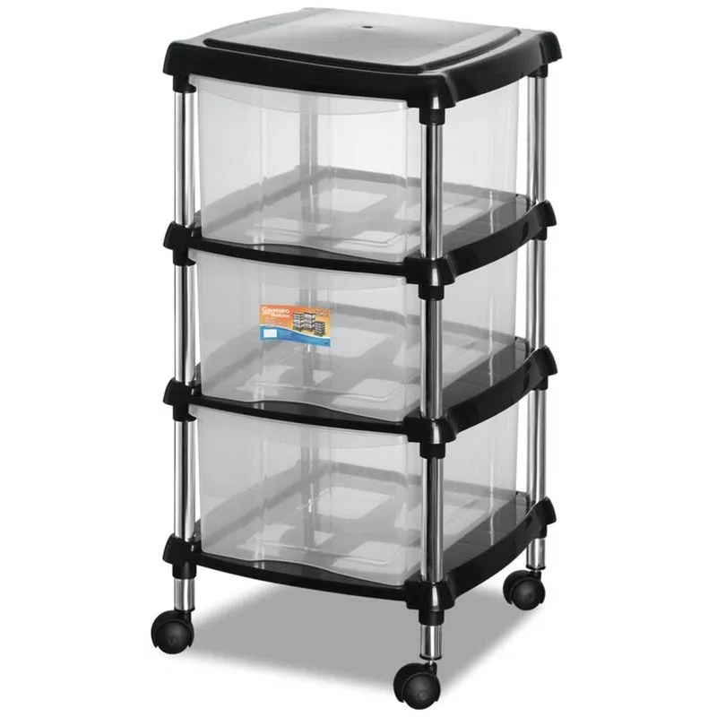 Gaveteiro Organizador com 3 gavetas e rodízios - Niquelart