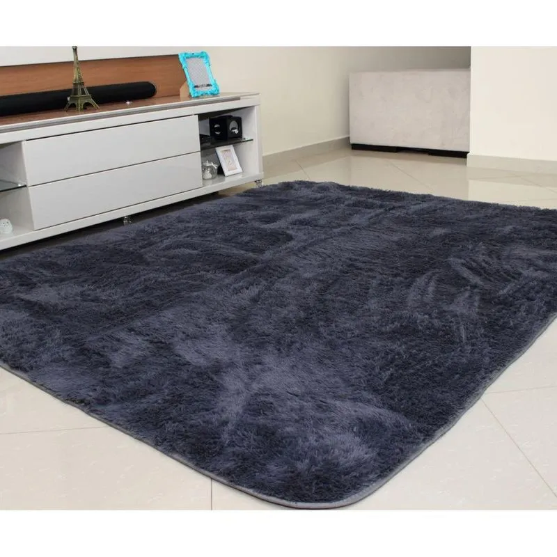 Tapete Shaggy Europa Cinza Chumbo 1,00mx1,50m-costa Oro