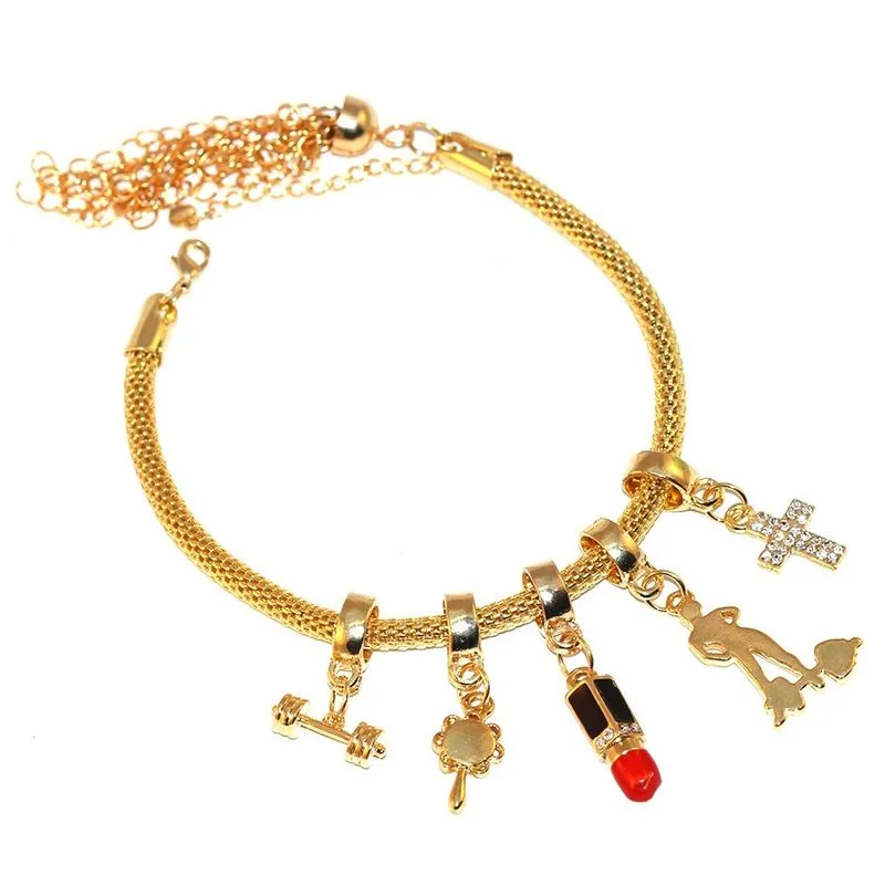 Pulseira Berloque Educação Física Halter Musculação Folheado
