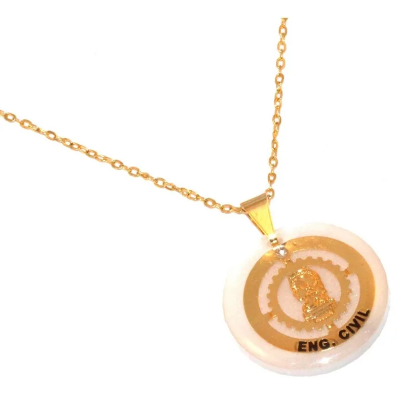 Colar Cordão Profissão Engenharia Civil Folheado Ouro 18k