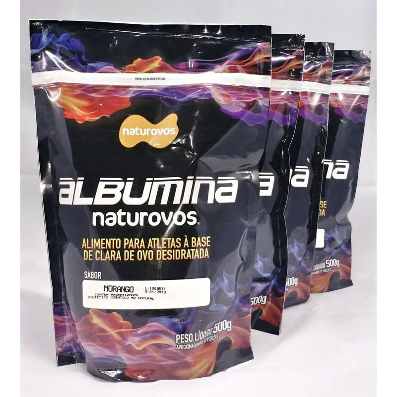 Kit 4 Albumina Morango (500g) - Naturovos (total: 2kg)