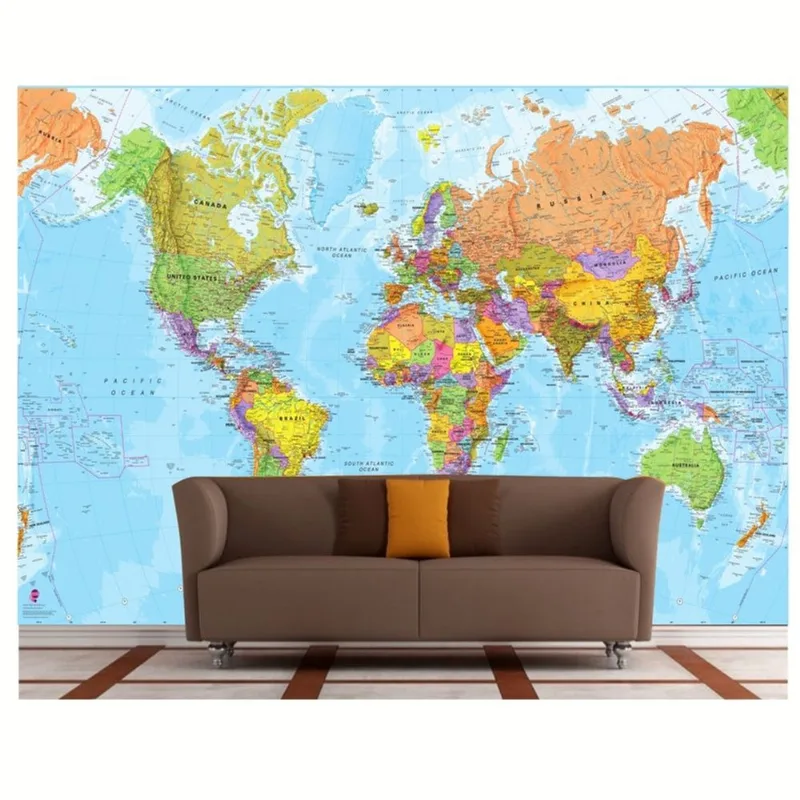Mapa Mundi Adesivo Gg Papel De Parede 5m² Gigante Gg40