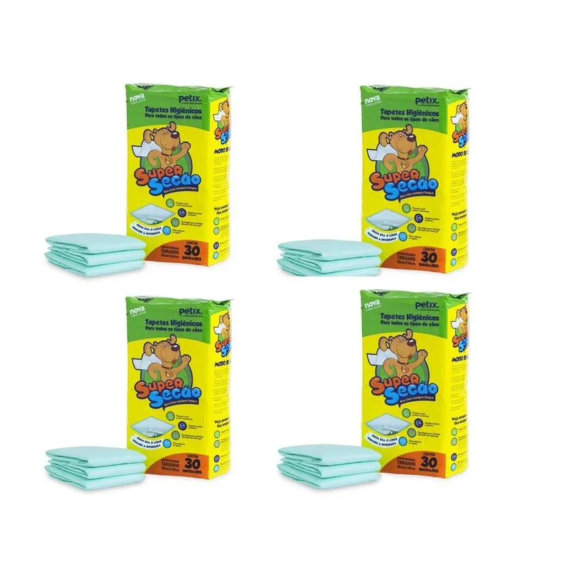 Kit 4 Pacotes Tapete Higiênico Super Secão Total 120 Un