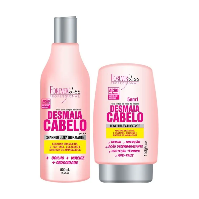 Shampoo + Leave in Desmaia Cabelo Forever Liss