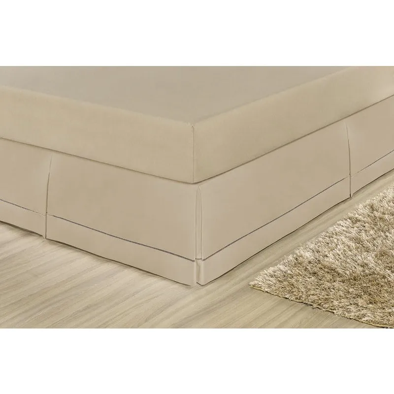 Saia para Cama Box Ponto Palito 180 Fios King Cáqui