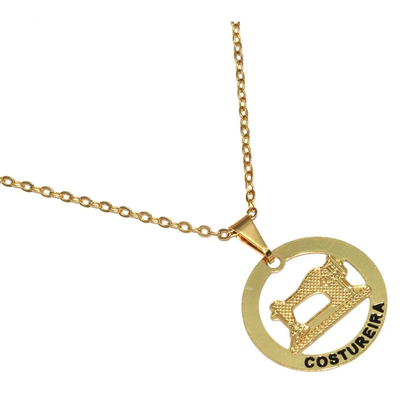 Colar Minha Profissão Costura Costureira Folheado Ouro 18k