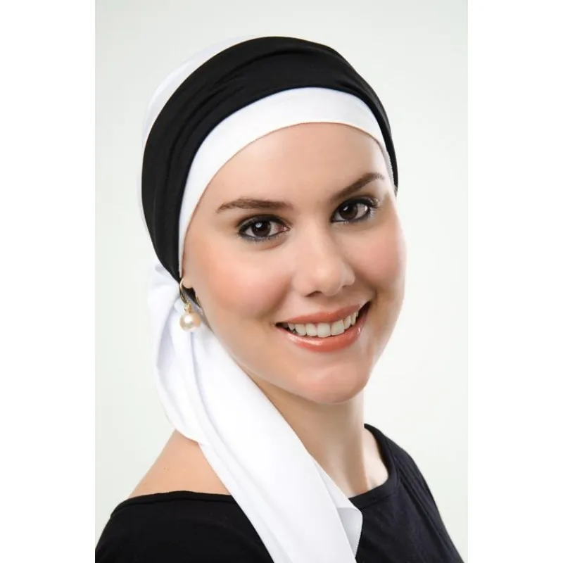 Lenço Branco + Tiara Simples Preta