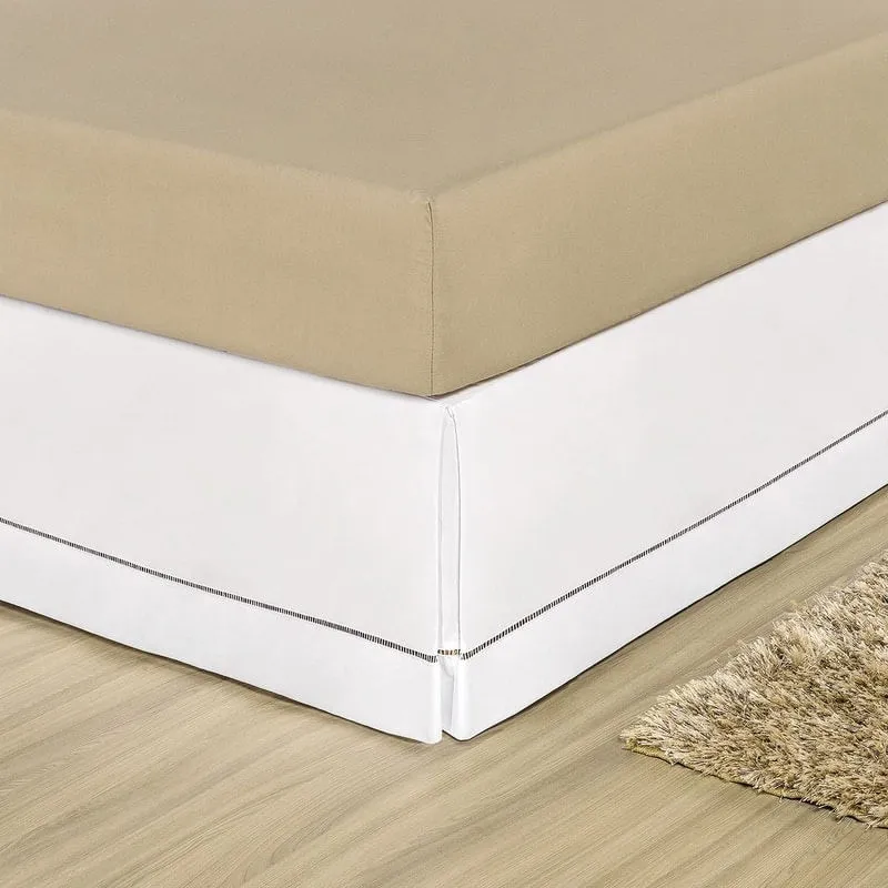 Saia para Cama Box Ponto Palito 180 Fios Queen Branco