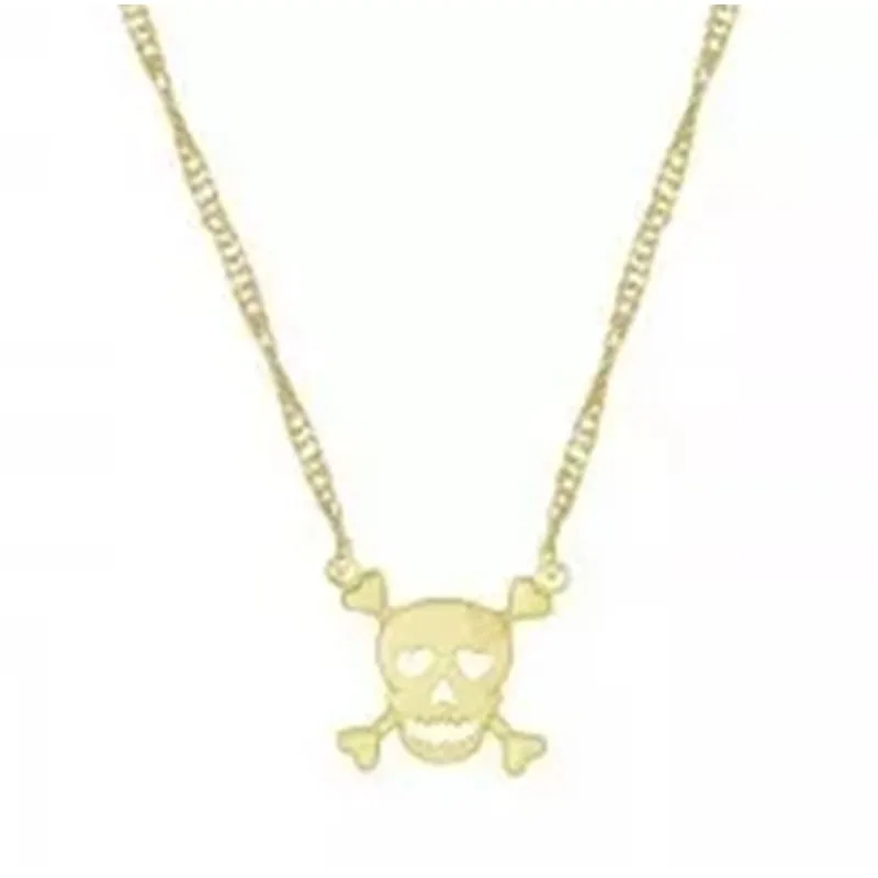 Colar Cordão Gargantilha Caveira Osso Folheado 18k