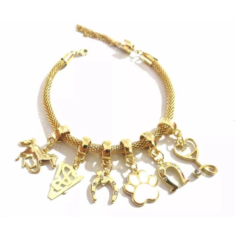 Pulseira Veterinária Pata Cavalo Folheado a Ouro 18k