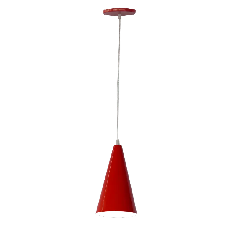 Luminária Pendente Cone de Alumínio Vermelho