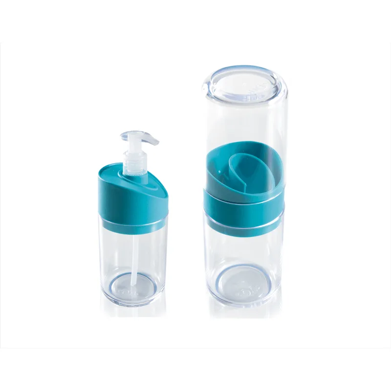 Conjunto Porta Escovas E Sabonete Líquido Espiral Turquesa