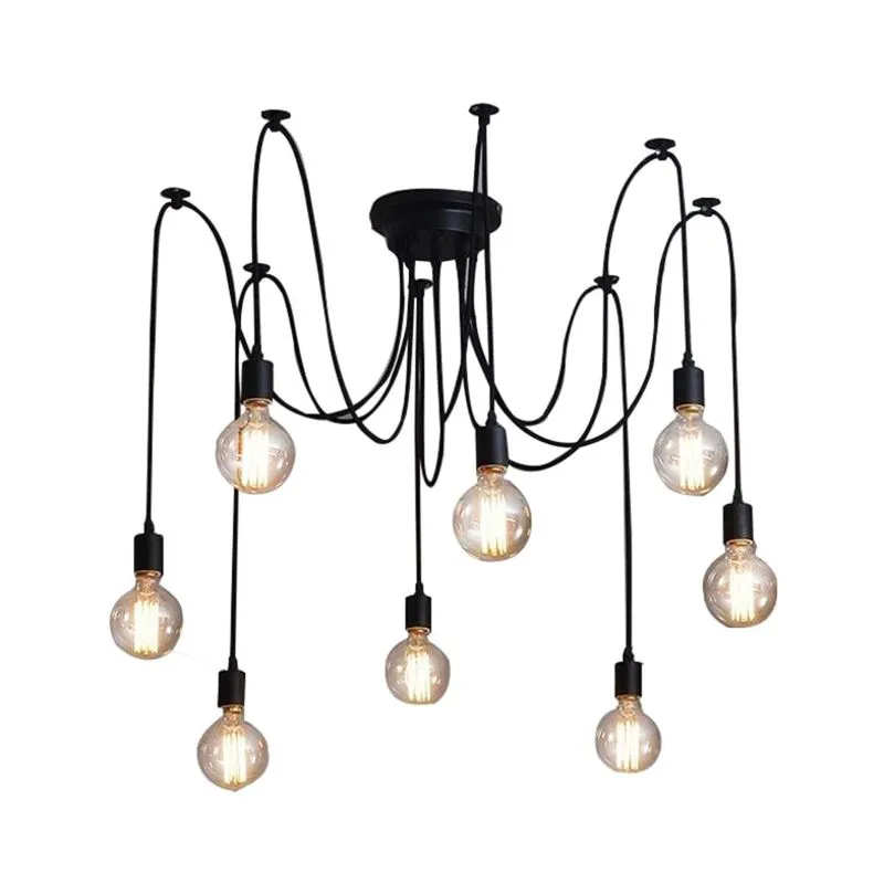Lustre Thomas Edison Para 8 Lâmpadas Pendente Preto