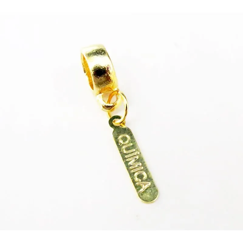 Berloque Placa Química Folheado A Ouro 18k