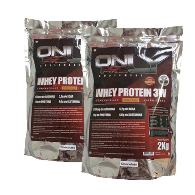 4 Kg Whey 3w (2 pacotes) isolado - hidrolisado - chocolate
