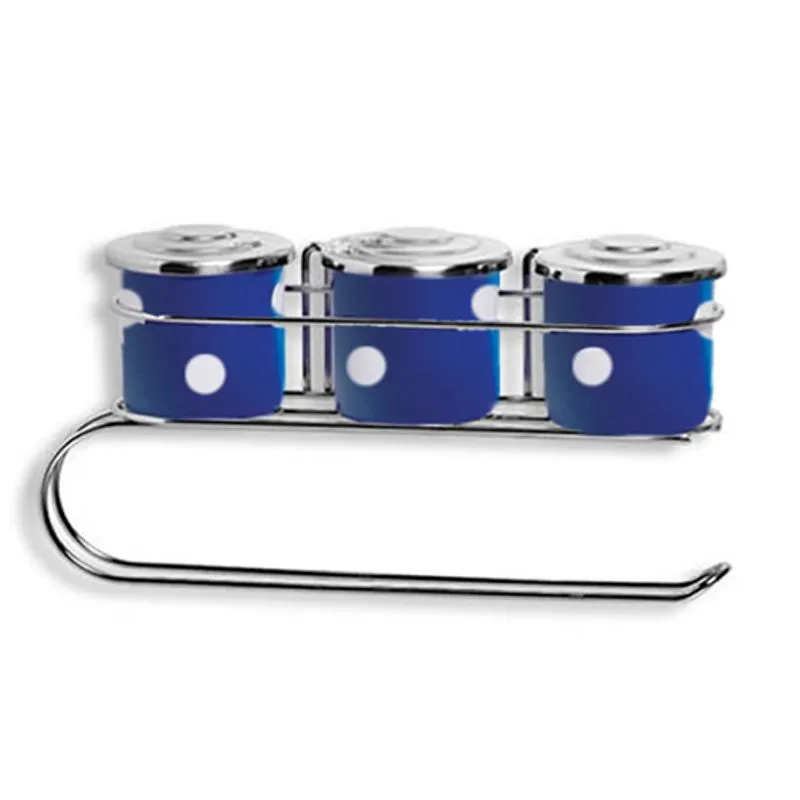 Condimento Potes Kit Pia Mantimento Jogo Cozinha Azul Poá