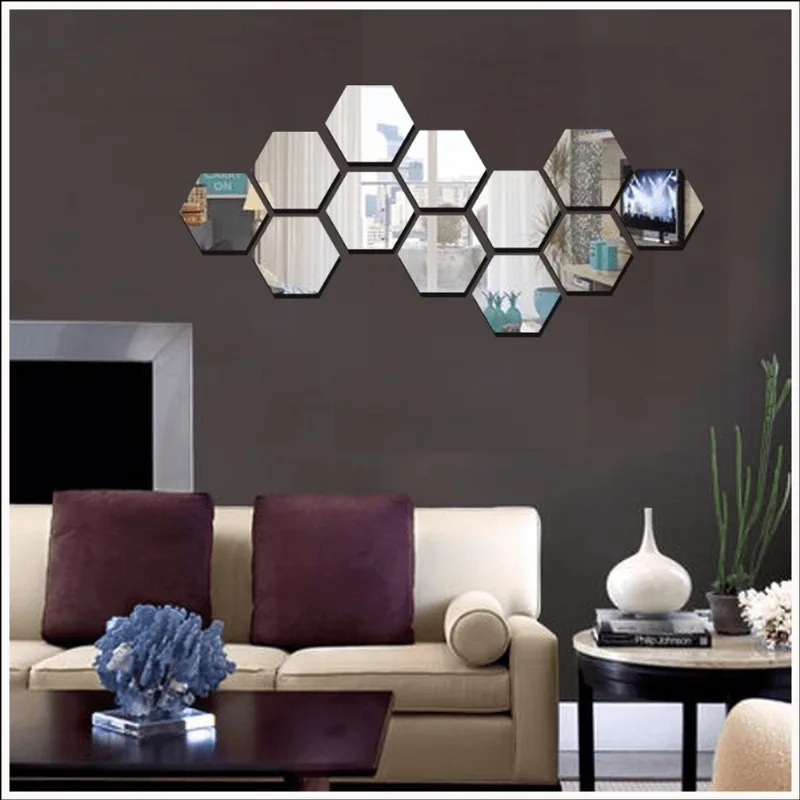 Acrílico Espelhado Para Decoração Hexágonos 12 Peças