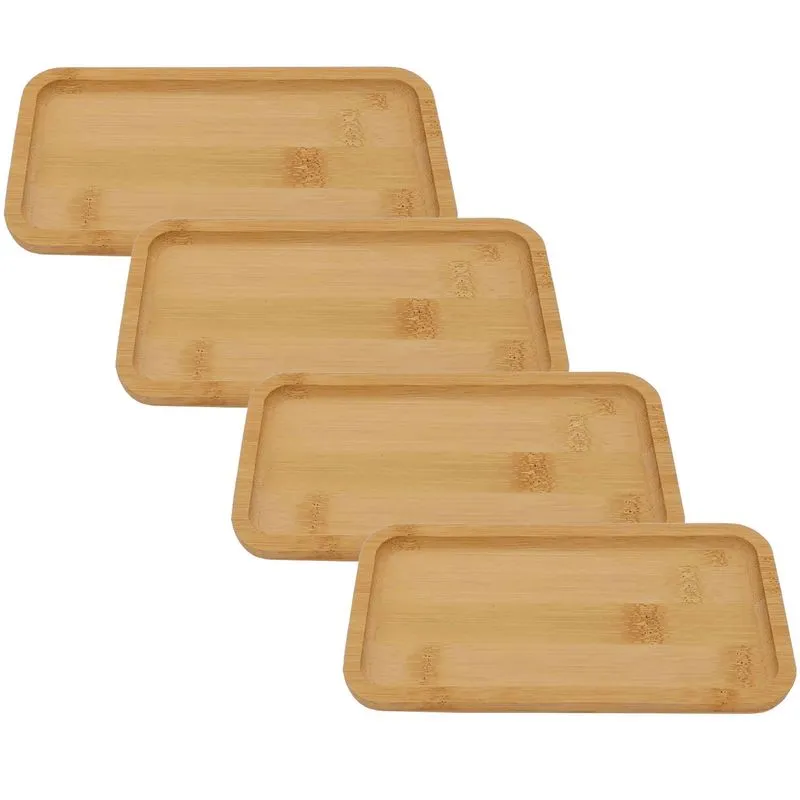 Kit 4 Bandeja Travessa Bambu 20x10cm Petiscos Café Multiuso