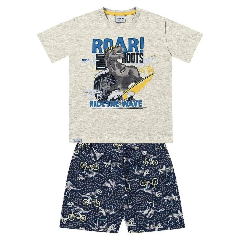 Conjunto Camiseta e Bermuda Dino Roots
