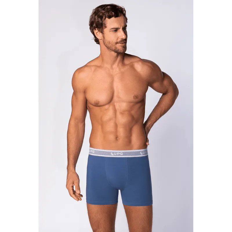 Cueca Boxer Algodão com Elastano Masculina Lupo Tamanho: P (38 a 40) | Cor: Azul