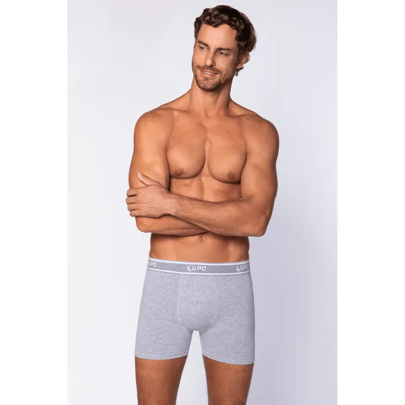 Cueca Boxer Algodão com Elastano Masculina Lupo Tamanho: P (38 a 40) | Cor: Cinza Mescla - Lupo