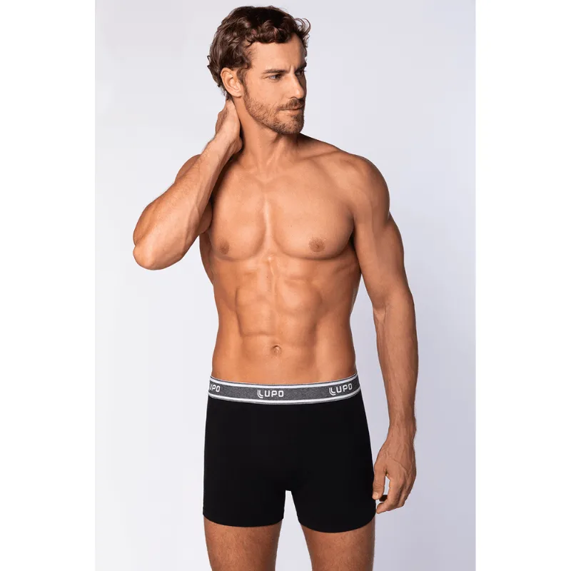 Cueca Boxer Algodão com Elastano Masculina Lupo Tamanho: P (38 a 40) | Cor: Preto