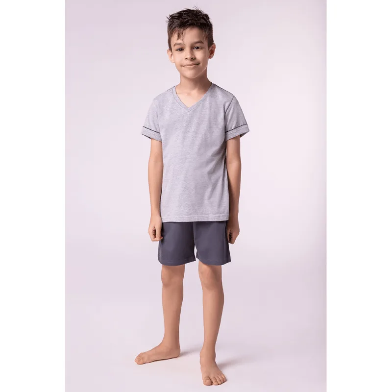 Pijama Curto Infantil Masculino Lupo Tamanho: 16 | Cor: Chumbo