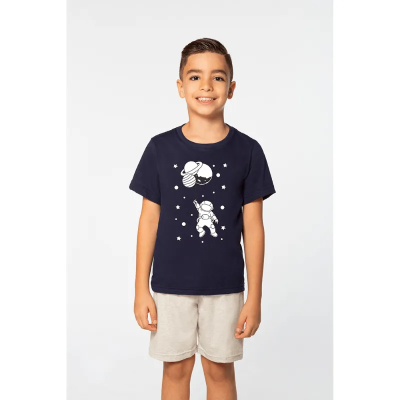 Pijama Lupo KM Curto Astronauta Tamanho: 12 anos | Cor: Marinho