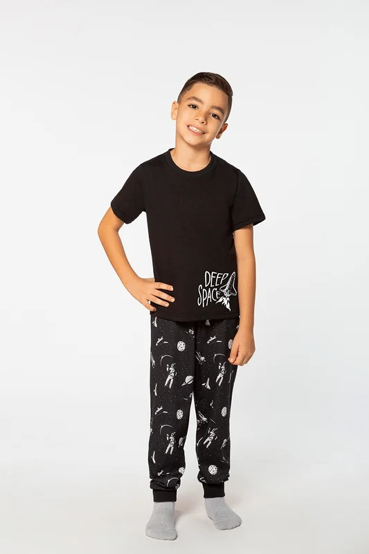 Pijama Longo Space Infantil Masculino Lupo Preta / 08 anos