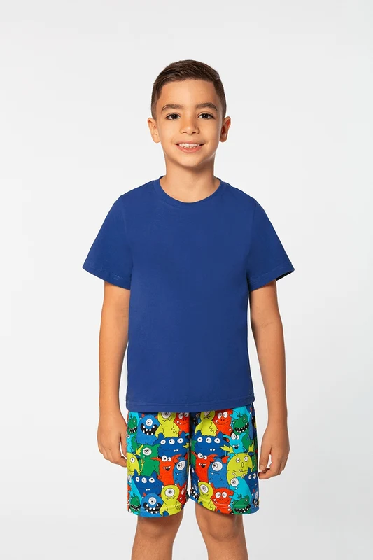 Pijama Curto Familia Monstro Infantil Masculino Lupo Royal / 10 anos