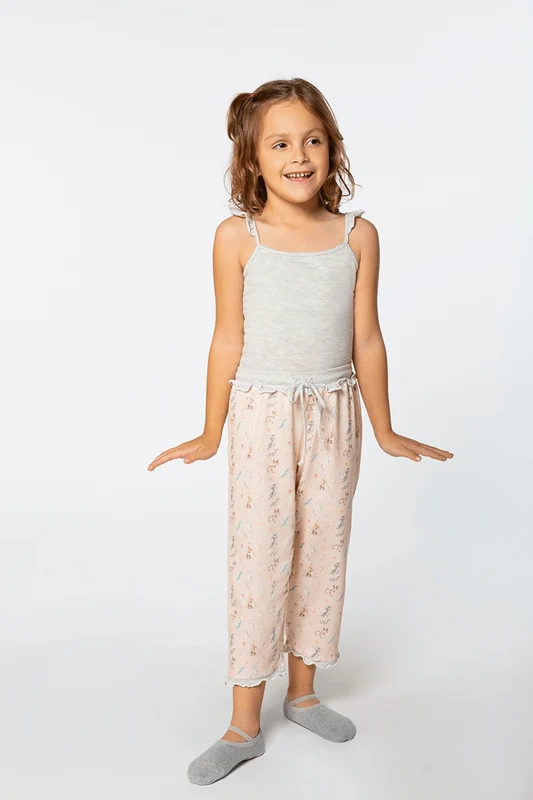 Pijama Longo Capri Infantil Feminino Lupo Cinza Mescla / 10 anos