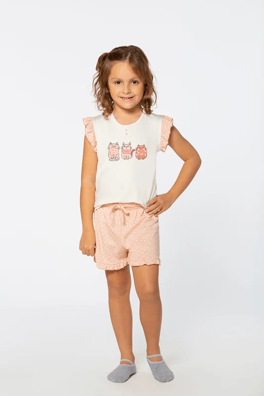Pijama Curto Poa Infantil Feminino Lupo Off White / 04 anos