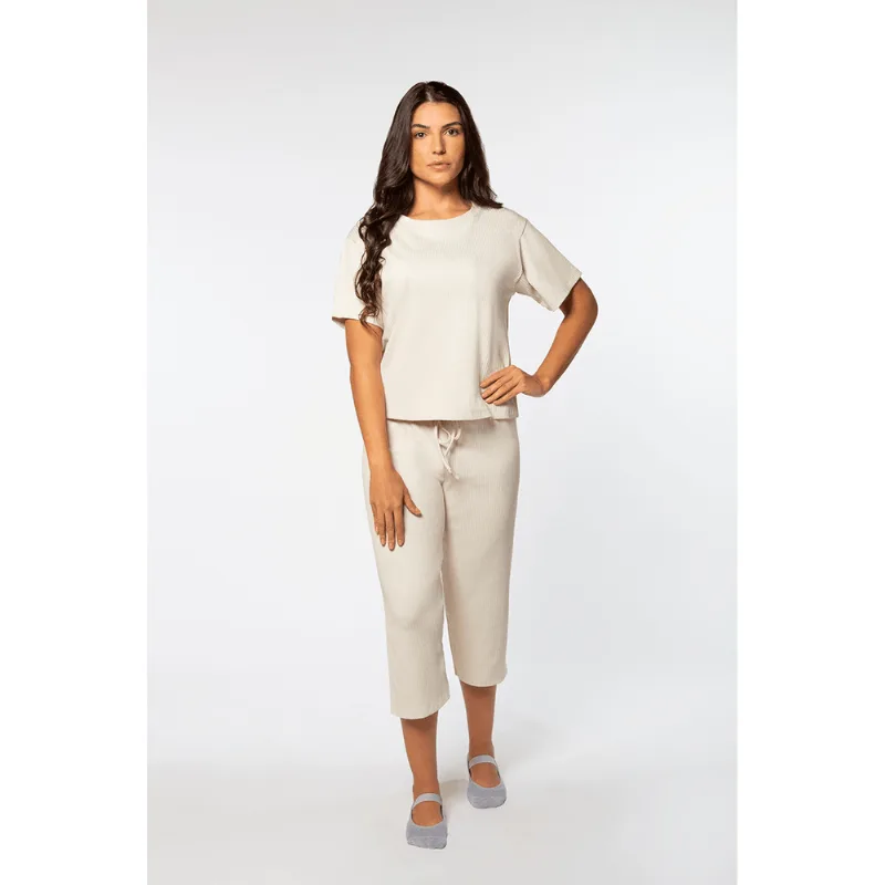 Pijama Longo Canelado Feminino Lupo Tamanho: XG (52 a 54) | Cor: Off White - Lupo