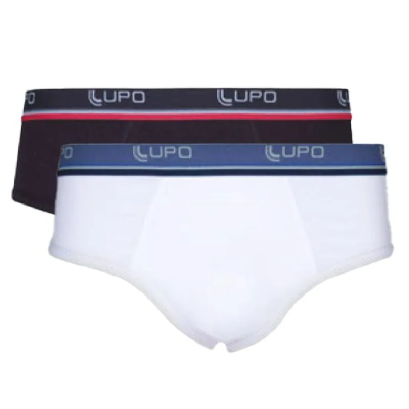 Kit Cueca Slip em Algodão e Cós Detalhado Lupo Branco e Preto