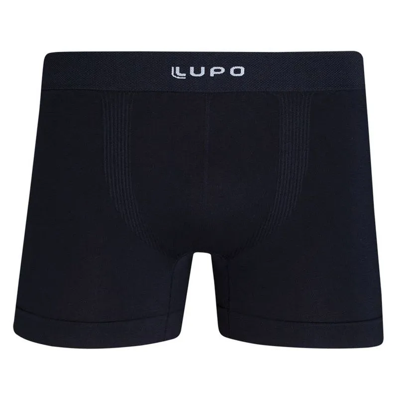 Cueca Boxer Lisa em Microfibra Sem Costura Lupo Cueca Boxer Preta Lisa em Microfibra Sem Costura Lupo
