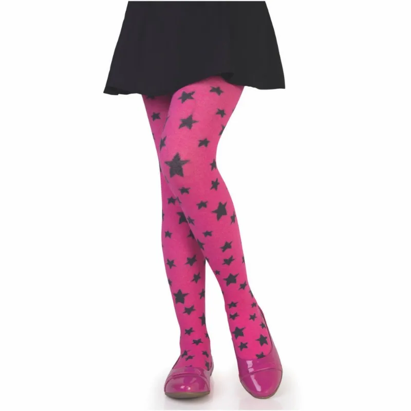 Meia Calça Lobinha 2615-033 Estampada em Algodão com Elastano Rosa Fruti P