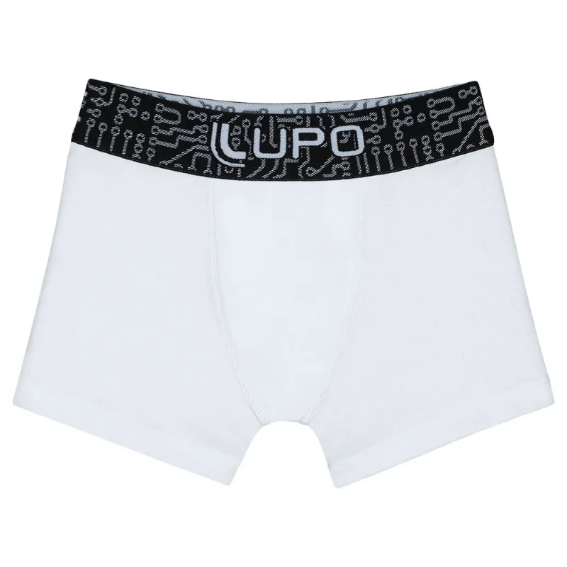 Cueca Boxer Lupo Infantil 114-002 Algodão com Elastano Branco G