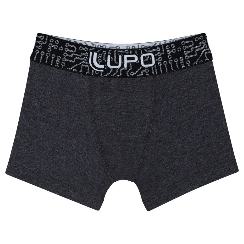 Cueca Boxer Lupo Infantil 114-002 Algodão com Elastano Preto G