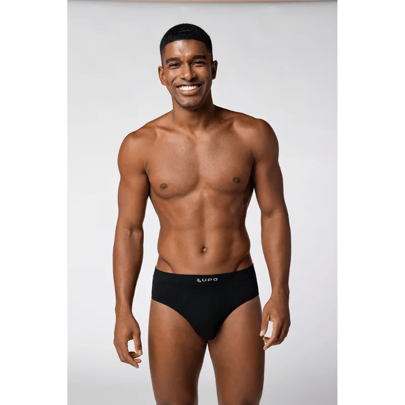 Cueca Slip Micromodal Sem Costura Masculina Lupo Tamanho: Xg | Cor: Preta