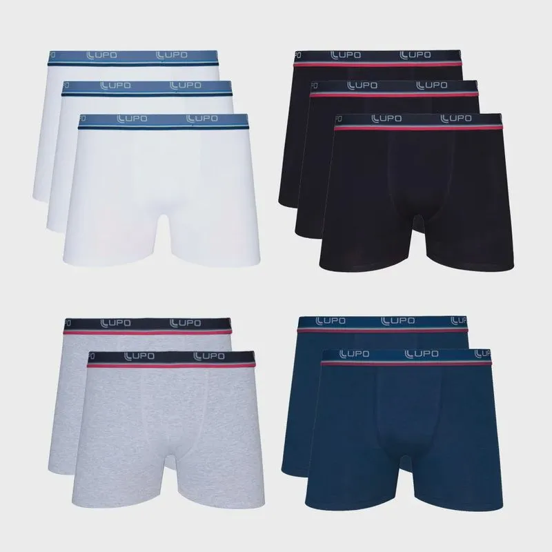 Cueca Lupo Boxer 523 Algodão com Elastano Kit com 10 unidades