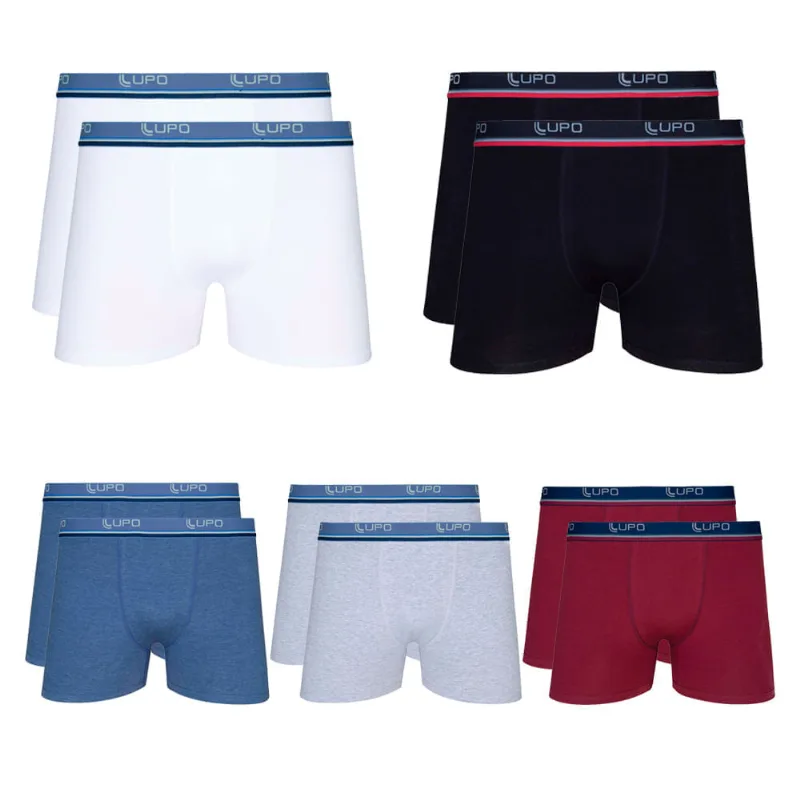 Cueca Lupo Boxer Algodão com Elastano 523 Kit com 10 unidades Marsala GG