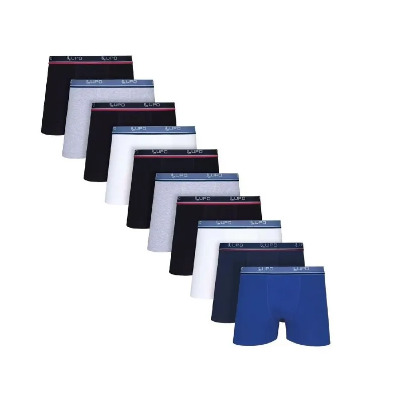 Cueca Boxer Algodão Cotton Lupo 523 - Kit com 10 - Lupo