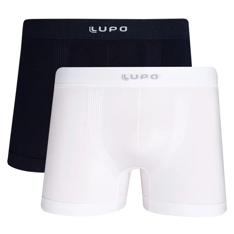 Kit Cueca Boxer Básica 2 Unidades Lupo Kit Cueca Boxer Preto e Branco Básica 2 Unidades Lupo