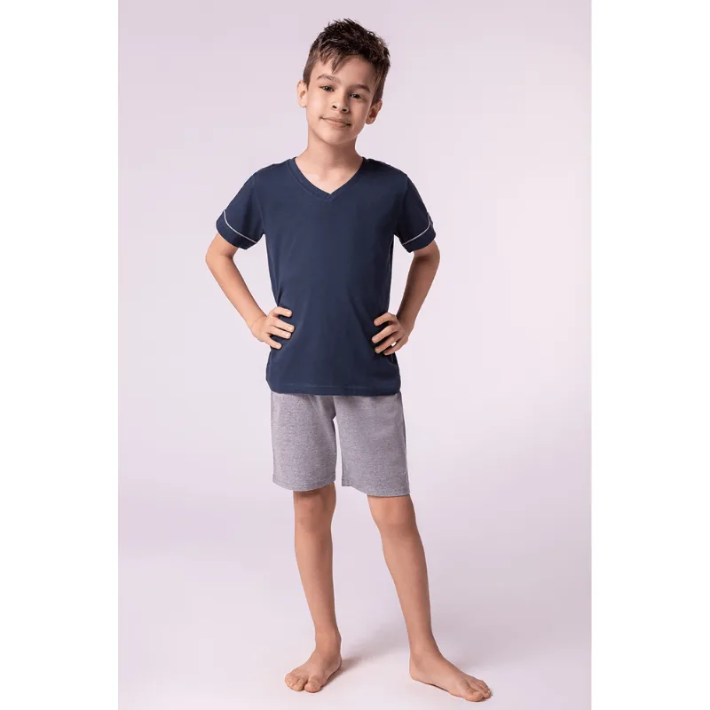 Pijama Curto Infantil Masculino Lupo Tamanho: 16 | Cor: Marinho