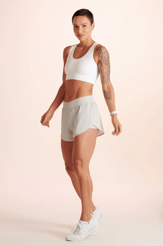 Shorts Duplo Running Cinza - 8230 / P