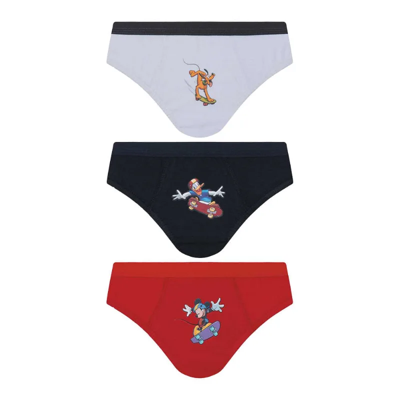 Cueca Slip Lupo Infantil 115-089 Mickey Mouse Algodão com Elastano Kit com 3 unidades Vermelho M