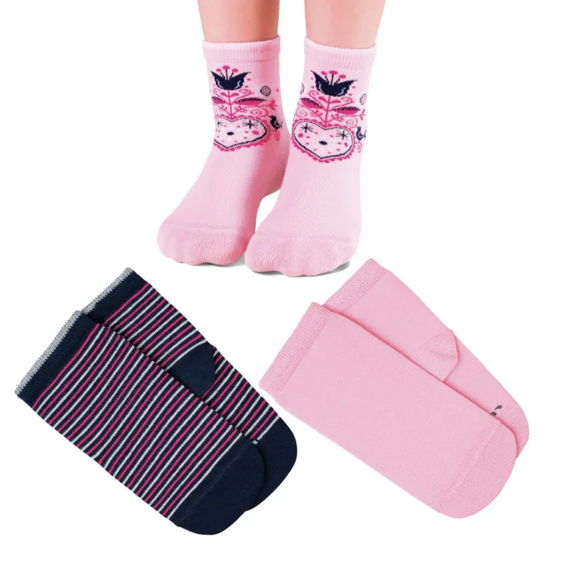 Meia Lupo Cano Curto Infantil 2680-089 Kit C/3 Rosa,Marinho Meia Lupo Cano Curto Infantil 2680-089 Kit C/3 Rosa, Marinho
