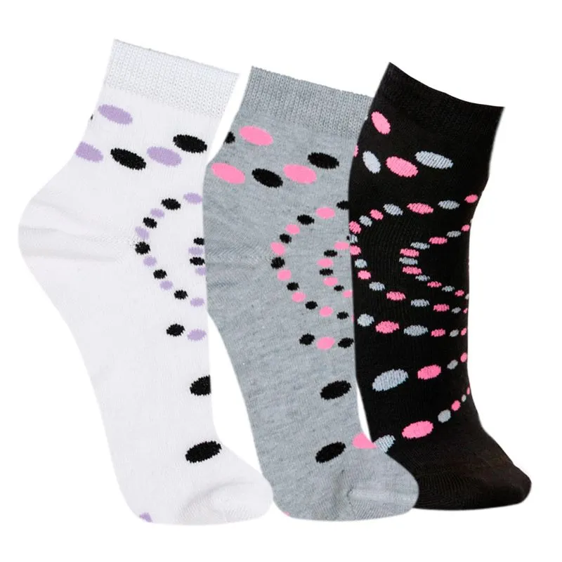 Kit Meia Cano Curto Feminina 3 Unidades Lupo Kit Meia Estampa Aspiral Cano Curto Feminina 3 Unidades Lupo