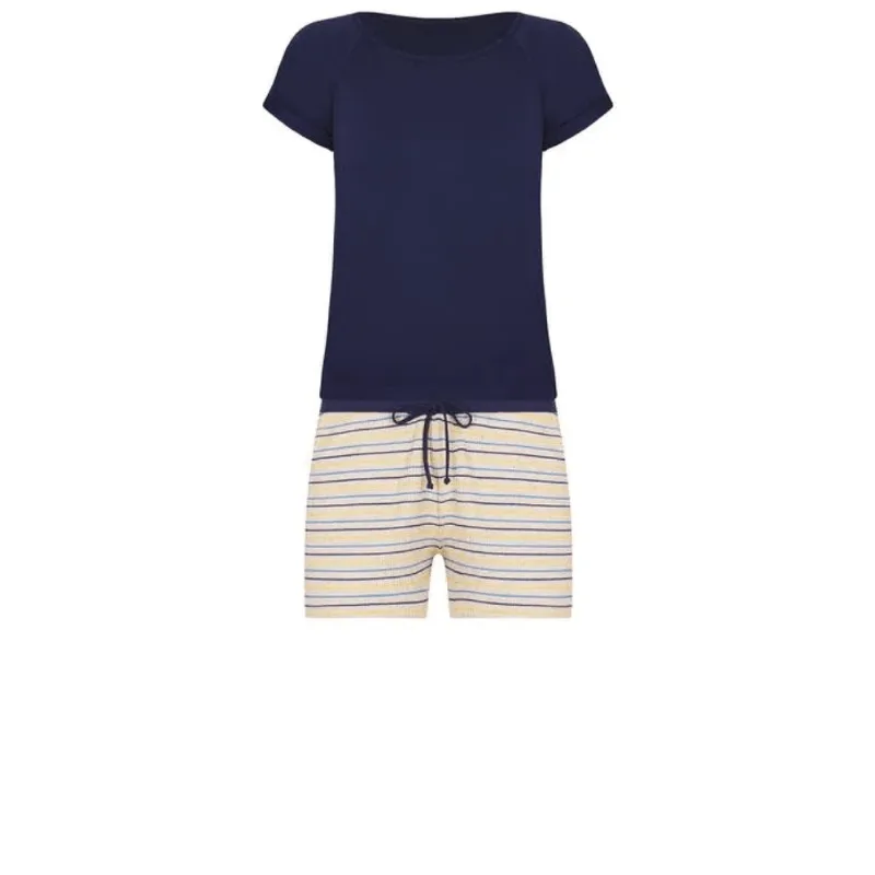 Pijama Lupo Short Doll Listrado Linho Infantil 22326-001 Azul 8